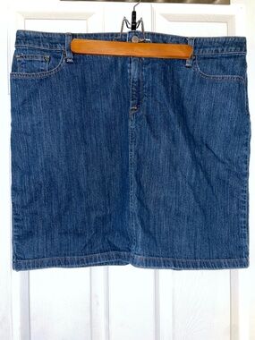 LL Bean blue denim jean miniskirt plus size 18